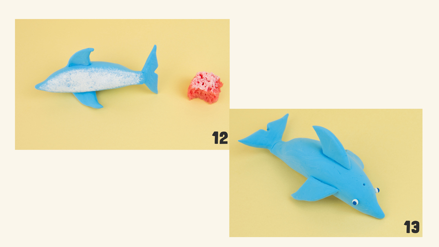 Modelem un dofí-4 manualitats infantils, manualitats per a nens, modelar, pasta de modelar, dofins, animals marins