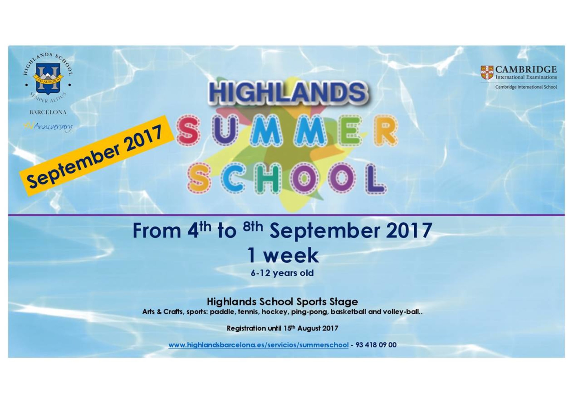 Highlands Summer School September 2017